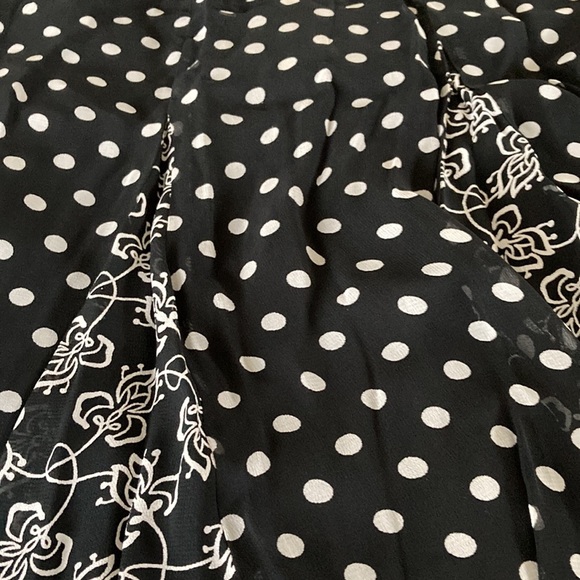 JM Collection Vintage Pre-Loved Black Polka Dot Black Flow Skirt - Picture 5 of 8